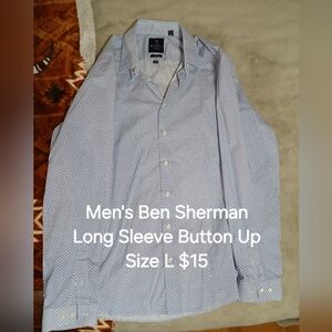 Ben Sherman Men's Blue Patterned Button Down Shirt